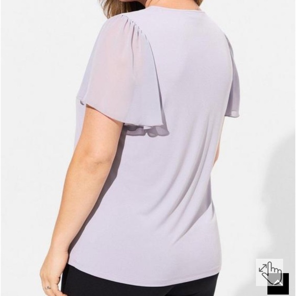 Torrid Studio Knit V-Neck Chiffon Sleeve Tee Size 3X Plus Size Lilac/Grey - Picture 2 of 11